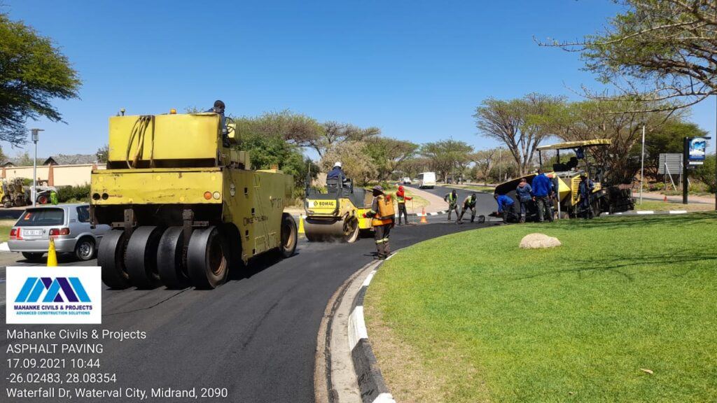Asphalt paving by Mahanke Civils & Projects, Waterfall Dr, Waterval City - 17.09.2021